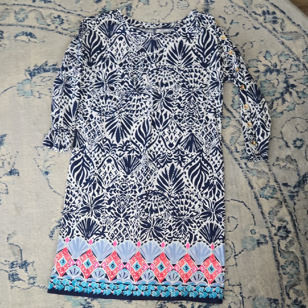 Lilly Pulitzer Navy and Pink Patterned Dress